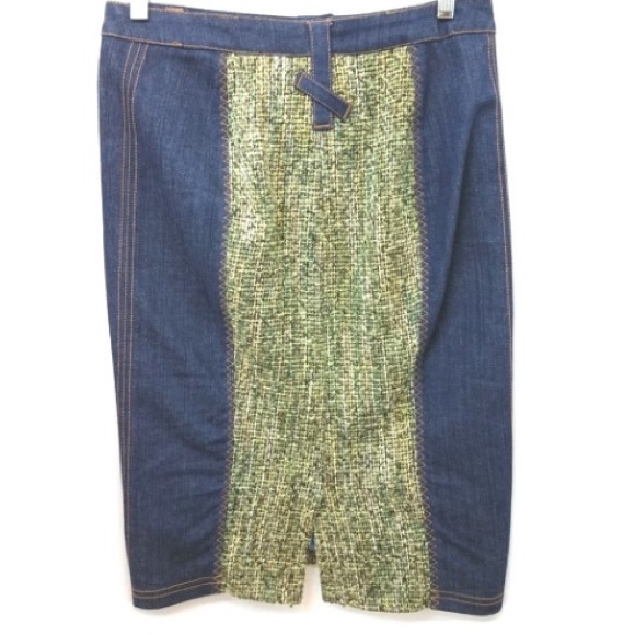 DOLCE AND GABBANA GREEN TWEED TRIM SKIRT 6 - Picture 4 of 4