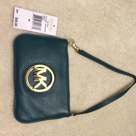 NWT Michael Kors green wristlet