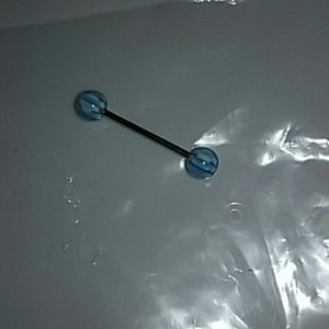 Tongue ring baby blue striped