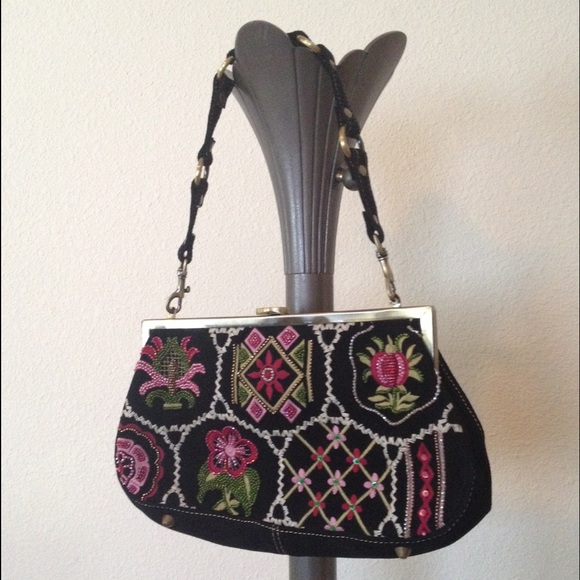 Isabella Fiore suede embroidered clutch boho