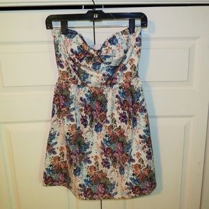 Pink Owl Strapless Floral Dress