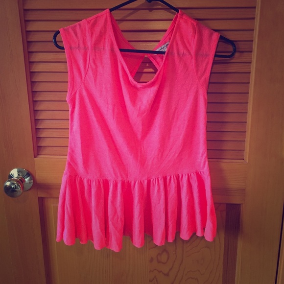 Bright pink peplum shirt