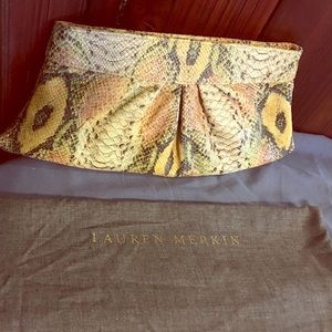 Lauren Merkin Snake-Embossed Leather Clutch