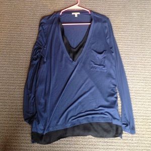 Navy and black long sleeve shirt from Anthroplogie