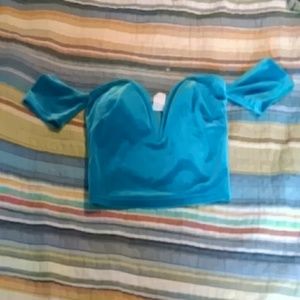 Blue velveteen crop top