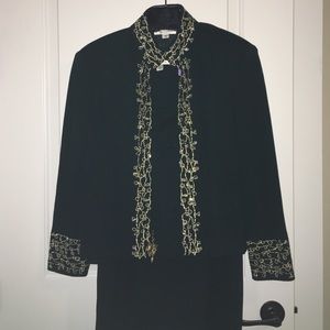 St. John by Marie Gray dark green formal skirt set