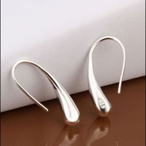 Tear drop hoop 925 sterling silver earrings
