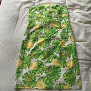 Lilly Pulitzer strapless frog/lilypad print dress