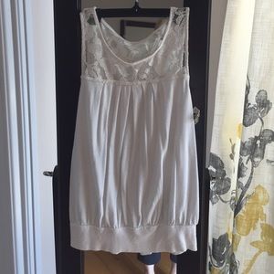 White/grey lace split back tank