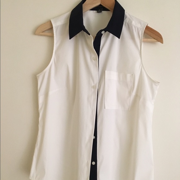 Ann Taylor sleeveless shirt (white/black)