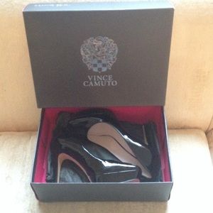Vince Camuto black patent pumps