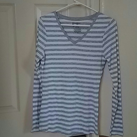 Grey and white striped shirt