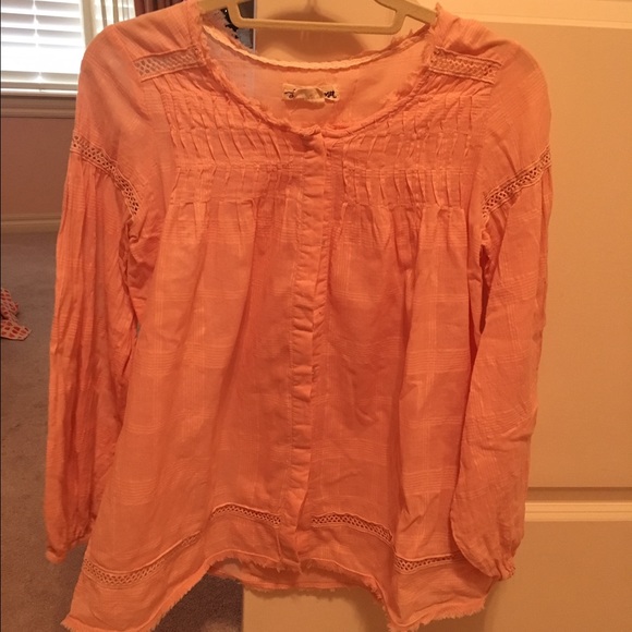 Anthropologie pinky peach peasant blouse!