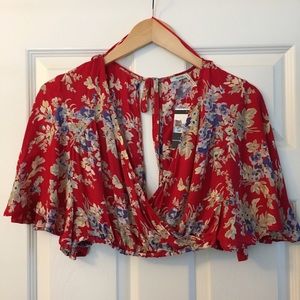Butterfly sleeve crop Blouse
