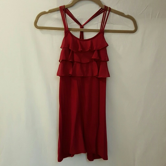 Red Ruffled Open Backed Tank from Express - Picture 1 of 4