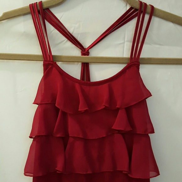 Red Ruffled Open Backed Tank from Express - Picture 2 of 4