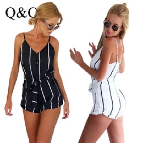 Striped Black and White Romper
