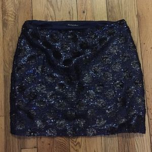 Navy Polka Dot Sequin Mini Skirt Size 6