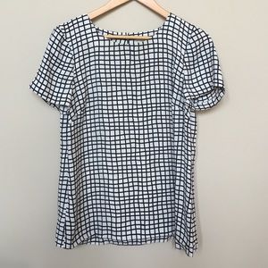 LOFT black and cream short sleeved top