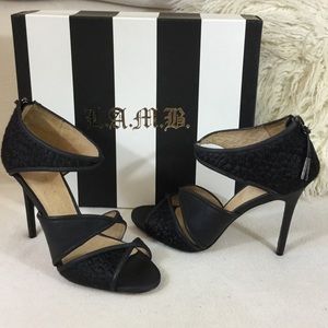 L.A.M.B BRAND NEW sexy black leather heels