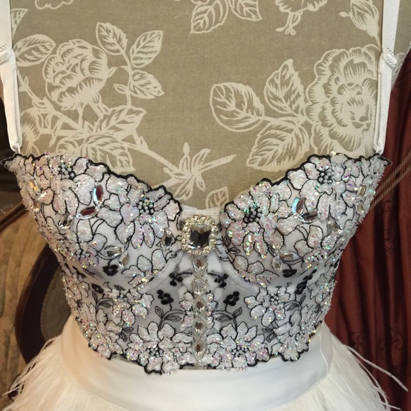 Marciano, beaded,bustier, white bra top!