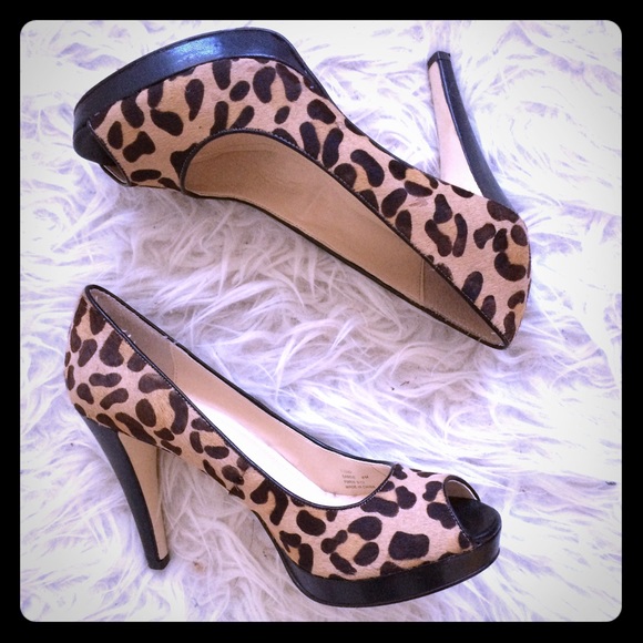 Sexy Calvin Klein animal print peep toe heels