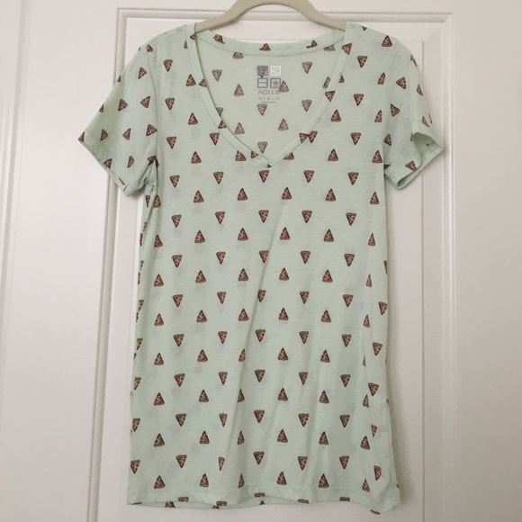 ‼️Mint blue Pizza V-Neck