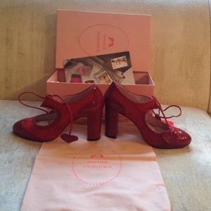 Minna Parikka red suede heart shoes