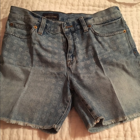 J Crew denim short with distressed dots