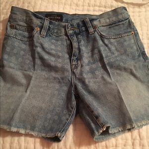 J Crew denim short with distressed dots