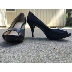 Black leather worn once heels!!!