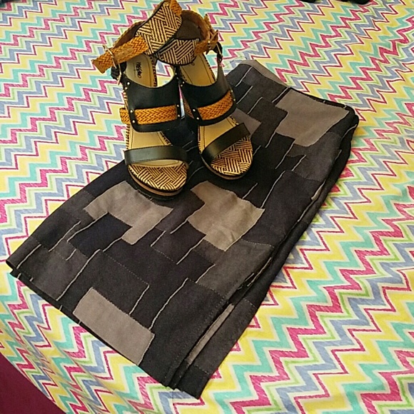 Patchwork denim skirt