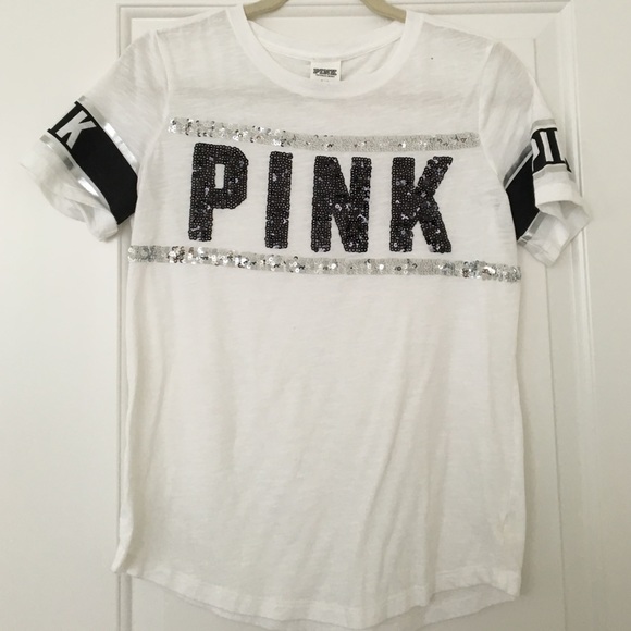 Pink White sequin top