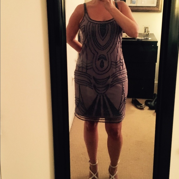 Adrianna Papell Purple Beaded Dress - Picture 2 of 2