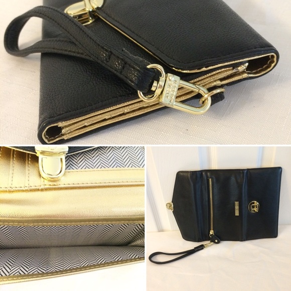 ❌SOLD❌ Steve Madden Black Gold Wallet Wristlet - Picture 3 of 4