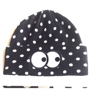 Lazy Oaf eyeball black & white polka dot beanie