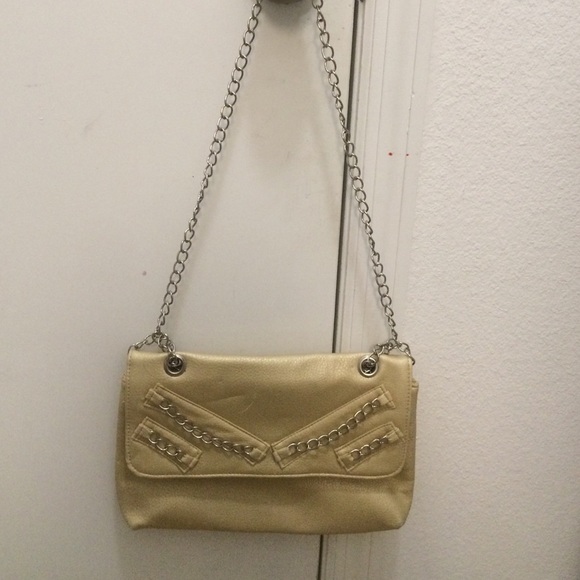 Goldish Yellow purse with silver chain strap