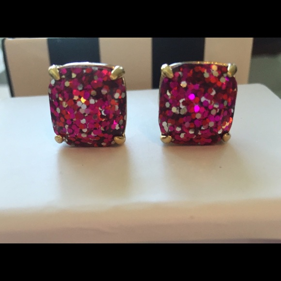 Kate Spade Ruby Pink Red Multi Glitter Earrings
