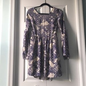 Fit and flare flowing sleeve dress