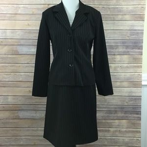 Black Pinstripe Business Suit - Skirt and Jacket