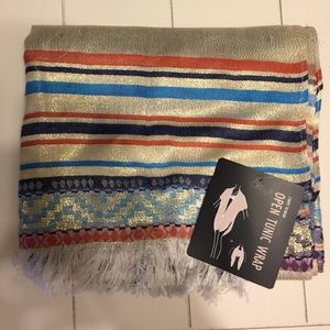 Metallic striped tunic wrap and scarf