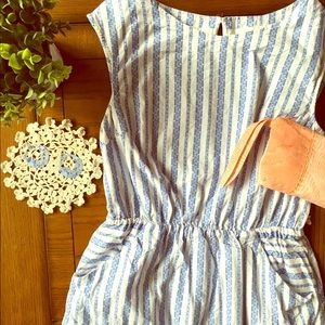 Blue and white striped sundress