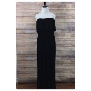 Strapless Black Maxi with Pockets