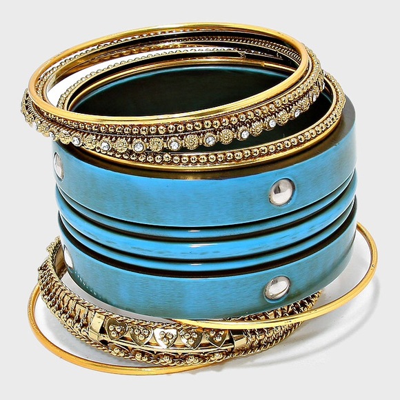9 Layered Stackable Bangle Bracelet Set - image 1