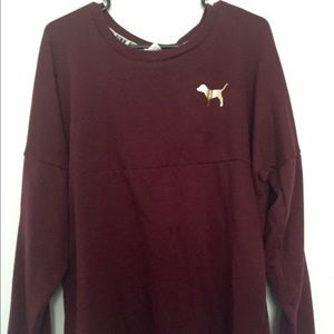 PINK VICTORIA'S SECRET MAROON VARSITY CREW