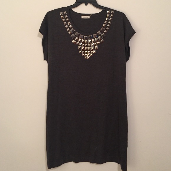 Calvin Klein Dresses & Skirts - BEAUTIFUL! Embellished Calvin Klein sweater dress