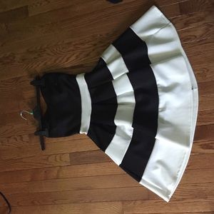 Black and white strapless dress