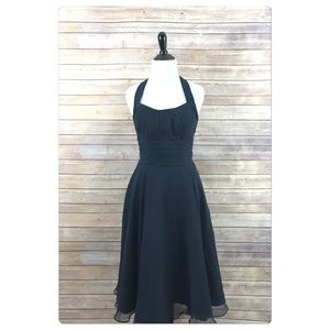 Navy Party Halter Dress