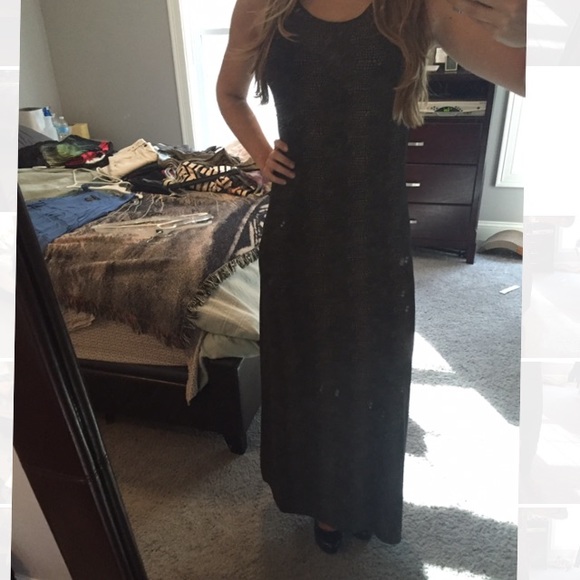 Brown and Black Snake-like Maxi Dress