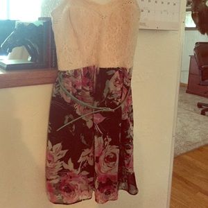Strapless floral dress